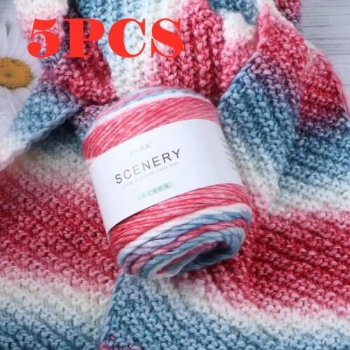 5PC=500g Gradient Cake Wool Yarn Thick Cotton yarn Worsted Wool Thread For Hand Knitting Warm Sweater Blanket Crochet Soft Yarn