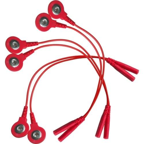 50 Pairs Red Digital Electrode Lead Wires Electrotherapy Connecting Cables TENS Machine Massager Wire Plug 2.0mm