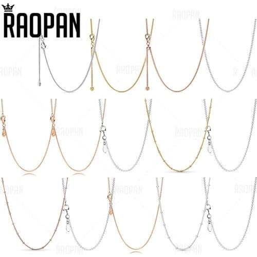 PANRAO new polished bead chain sliding fashion necklace simple temperament lady 925 silver clavicle chain