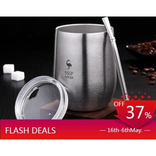 Yerba Mate Tea Cup Double Wall 304 Stainless Steel Cup With Lid Heat Resistant Portable Tea Mug With Straw And Brush