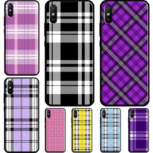 Lavender Plaid Phone Case For Xiaomi Redmi Note 10 Pro 8 9 Pro 8T 7 9S Cover For Redmi 9T 9A 8A K40 7A 9C
