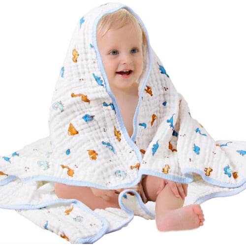 Baby Bath Towel Muslin Cloth Kids Bathrobe Child Blanket Wrap for Newborn Infant Toddler Boys Girls Gauze Cotton 105x105cm