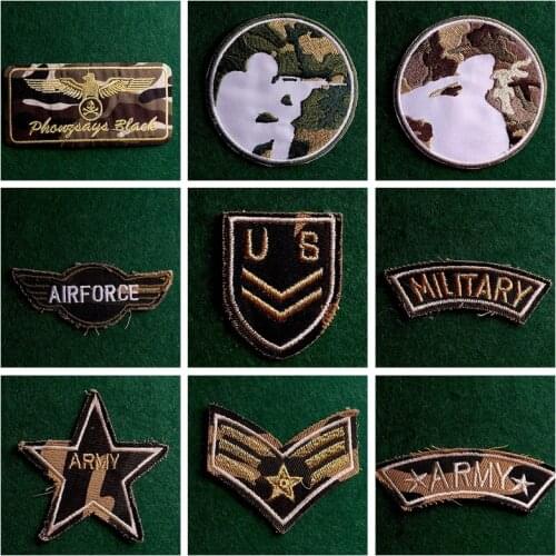 DIY Army Military Patches Embroidery Iron on USA Patch for Clothing Backpack Tactical Patches Army Badges Clothes Decor stripes