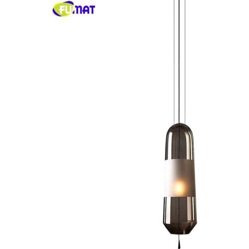 FUMAT Designer Nordic Pendant Light Luxury Post Modern Bedroom Bedside Plated Glass Art Bar Restaurant One Head Hanging Lamp LED