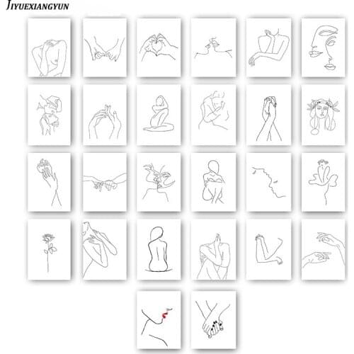 Home Decor Nordic Canvas Painting Abstract Figure Line Drawing Picture Wall Art Body Hand Modern Posters and Prints for Bedroom