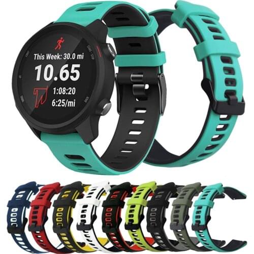 Double Color Silicone Watch Band For Garmin 245 Bracelet Wrist Strap For Forerunner 245M / 645 / Vivoactive 3 4 / Venu Wristband