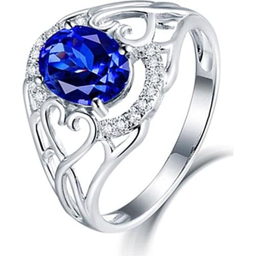 Elegant Women Ring 925 Silver Jewelry with Sapphire Zircon Gemstone Open Finger Rings for Wedding Party Gift Ornaments Wholesale