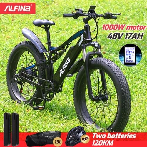ALFINA FX-03plus 1000W super motor 48V 17AH Electric bicycle SnowBike MTB 45KM/h 26 Inch Tires Waterproof Ebike