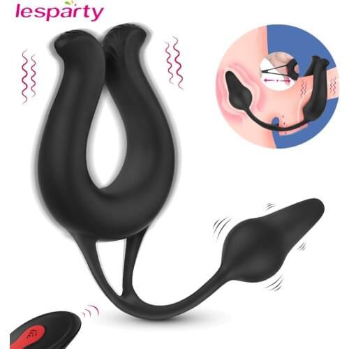 9 Modes Vibrating Penis Massager Ring Dildo Sex Toys for Men Scrotum Massager Male Chastity Cage Testicle Bondage Vibrators