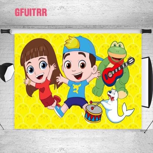 GFUITRR Luccas Neto Photography Backdrops Boy Birthday Photo Backgrounds Cartoon Character Decor Poster Banner Yellow Photo Prop