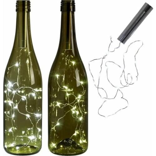 String Lights Silver LED Wine Bottle Lights Battery Powered Cork Shape Glass Bottle Stopper Lamp Christmas Garlands Decor