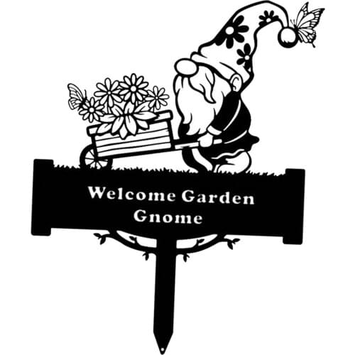 Gnomes Garden Stake Decor Hollow Out Silhouette Decoration Outdoor Lawn Pathway Patio Ornaments Durable Indoor Branch