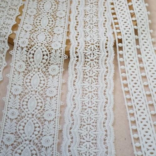 Retro Cotton lace trim Hollow Cotton trim Floral trim DIY Garment Sewing Wedding Bridal Crafts Home textile Decors, 3 yards