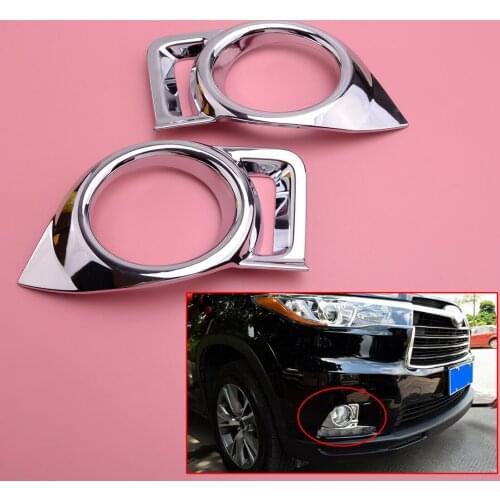 Chrome 1 Pair Car ABS Front Fog Light Lamp Cover Trim Fit for Toyota Highlander 2014 2015 2016 Accessories