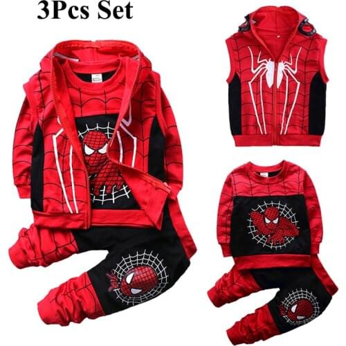 New Baby Spiderman Clothing Sets Cotton Sport Suit For Boys Clothes Spring Costumes Kids Clothes 3pcs Set Autumn Jumpsuit Fall