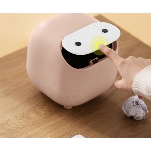 Creative Mini Cute Waste Bin Desktop Small Trash Can With Lid Garbage Organizer Detachable Press-type Cover Desk Storage Bucket