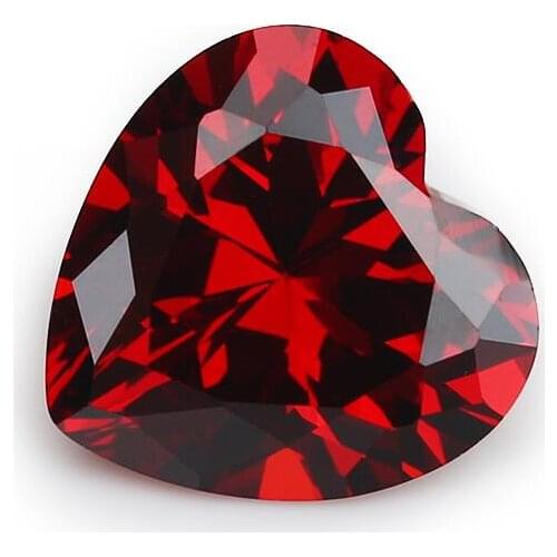 50PCS 3x3~15x15mm Heart Shape Loose CZ Stone Garnet Color AAAAA Cubic zirconia Synthetic stone For Jewelry DIY Gems Stone