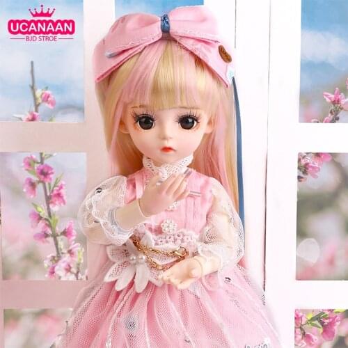 UCanaan BJD Doll 1/6 SD Doll 18 Ball Jointed Dolls With Full Outfits Dress Wig Headdress Shoes Makeup Girls DIY Dress UP Toys
