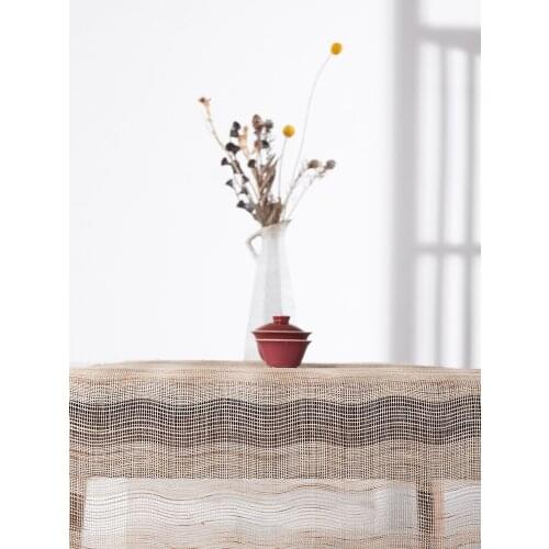 Nordic style summer cloth table runner modern minimalist new Chinese tea table tea bunting khaki corrugated custom table runner