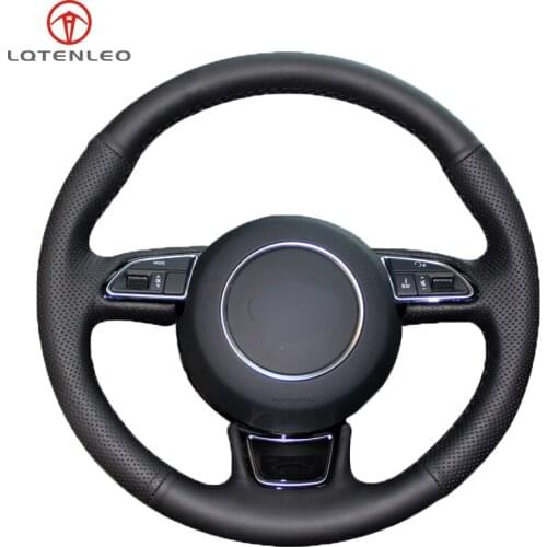 LQTENLEO Black PU Artificial Leather Steering Wheel Cover for Audi A1 A3 A4 2015-2016 A7 2012-2018 S7 2013-2018 RS7 2014-2015