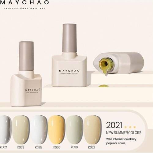 MAYCHAO 12ml Square Bottle UV Gel Nail Polish 2021 Latest Cream Color Top Coat Soak Off UV Gel Art Nail Varnish Manicure Lacquer