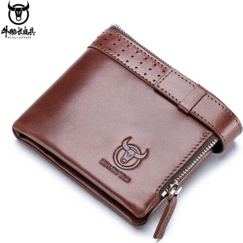 Mens Leather Anti-theft Brush Horizontal Tri-fold Wallet Fashion Top Layer Cowhide Soft Leather Wallet