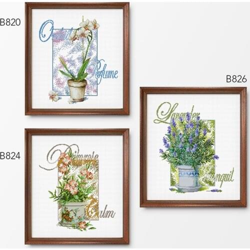 Cross Stitch Lavender Flower Plant Hand Embroidery Kit B820-826 Home Sewing Flower Pot Bouquet Living Room Painting