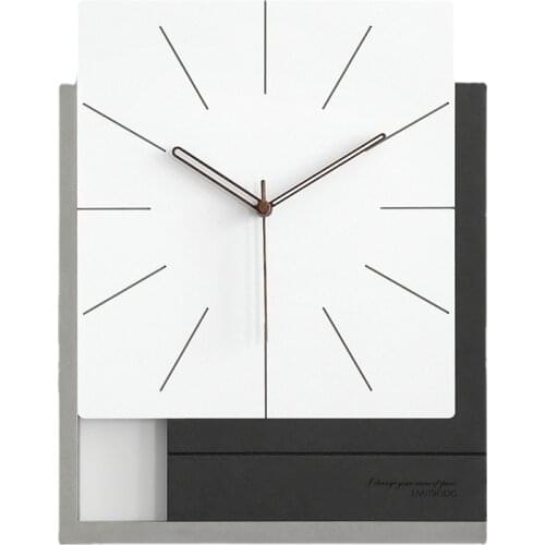 Square Minimalist Wall Clock Living Room Nordic Luxury Clock Wall Modern Black White Wandklokken Mute Art Unique Wall Watch W6C