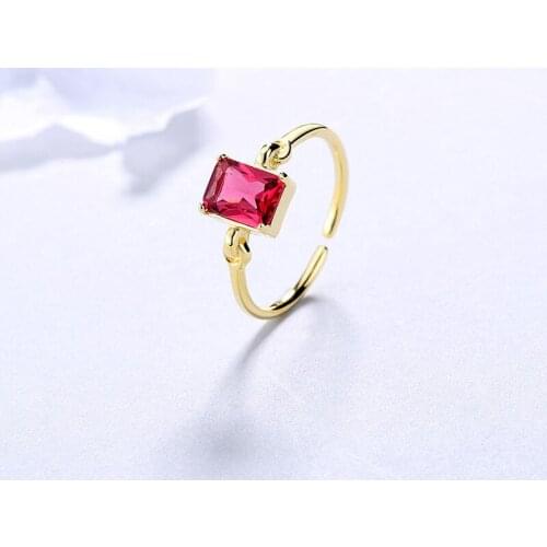 Real 925 Sterling Silver Square Cubic Zircon Open Finger Rings For Women Adjustable Korean Ring Party Gifts Dropshipping