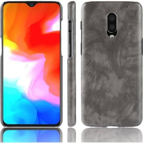 OnePlus 6T Case One Plus 6t Retro PU Leather Litchi pattern Skin Hard Fitted Cover For OnePlus 6T 1+6T 6 T Phone Bag Case