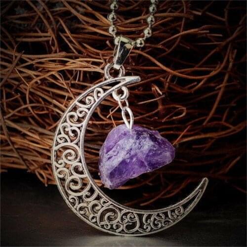 Necklace Natural Quartz Crystal Moon Pendant Necklaces for Women Jewelry Accessories Clavicle Chain Anniversary Bijoux Femme