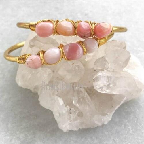 Peruvian Pink Opal Cuff Boho Cuff Bridesmaid Bracelet Bridesmaid Jewelry Wire Wrapped Gift For Her Bridal Bride BM37834