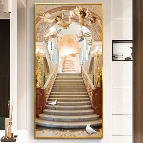 Religion Angel Canvas Painting Golden Church Wall Art Posters and Prints Modern Decoration Picture for Living Room Home Decor