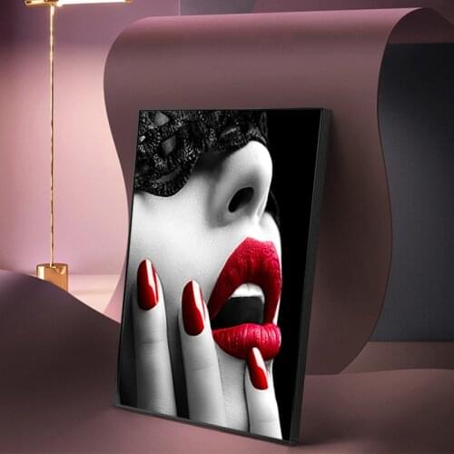 Sexy Women Canvas Paintings Red Lips Black And White Posters And Prints Desire Girl Pictures Print Wall Painting for Living Room