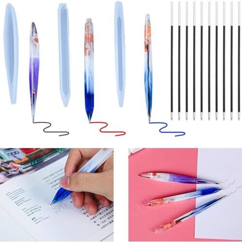 Ballpoint Pen Silicone Mould Epoxy Mould Crystal Pen Mould 3 Color Refill Diy Jewelry Making Handicraft Supplies