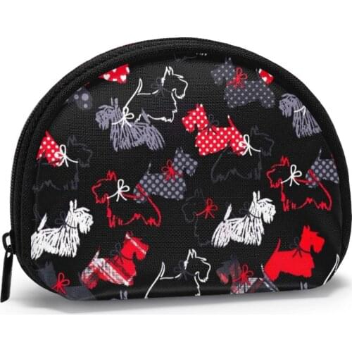 Cloth Fabric Westie Print Coin Purse Cartoon Women Money Bag Mini Cute Zipper Animal Girls Coin Wallet USB Cable Bag Key Wallets