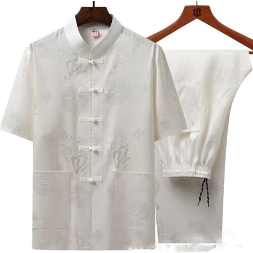 Traditional Chinese Clothing For Men Kung Fu Suit Wu Shu Uniform Short Sleeve Tai Chi Sets Chinese Tang Suit Male Kung Fu SL2987