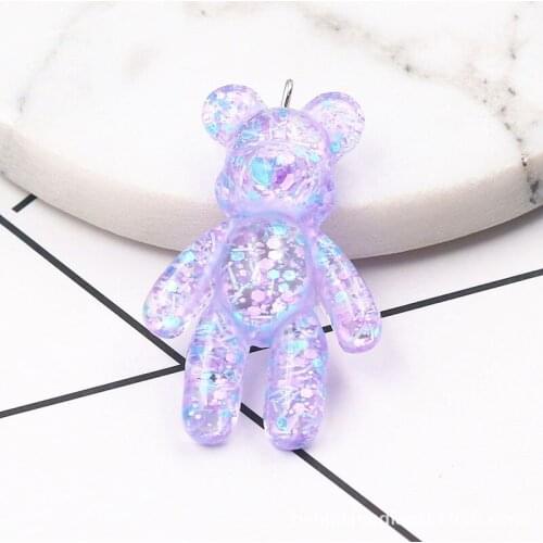 20PCS Cartoon Bling Bling Bear Charms For Earring Keychain Necklace Anime Pendant For DIY Jewelry Making Accessories Wholesale