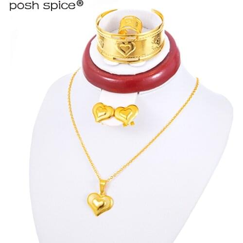 Heart Jewelry sets for baby accessories Love baby jewerly charms Kids Bangles Earring Rings Sets bridal Jewerly for Girls