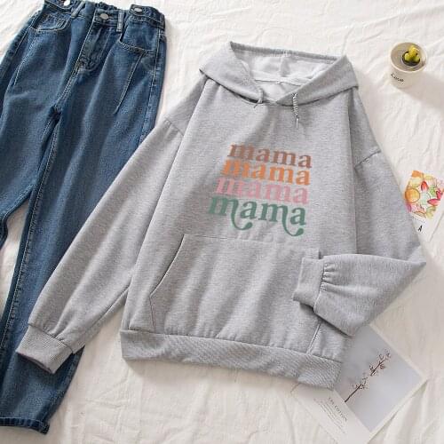 Fashion Mama Cotton Sweatshirt Women Mom Hoodie Long Sleeve Warm Soft Letter Pullover Ladies Oversized Female Fashion Streetwear