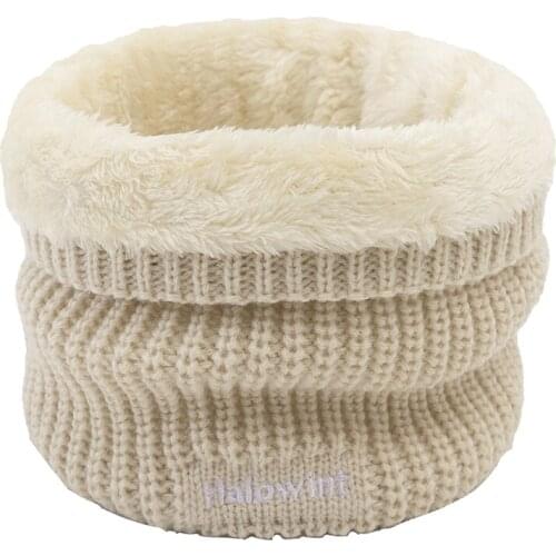 2020 Winter Scarf Women Knit Ring Neck Scarves Thick Fur Fleece Letter Embroidery Warm Outdoor Sport Men Collar Infinity Snood