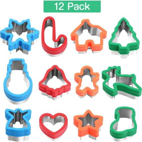 UNOMOR 12pcs Cartoon Cookie Cutters Stainless Steel Biscuit Molds for Home Kitchen Baking