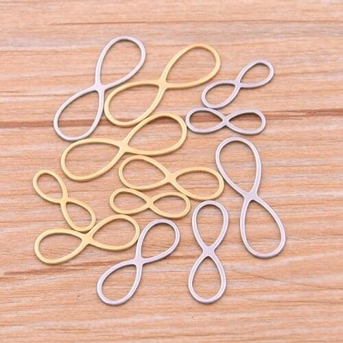 20pcs 3 Size Number 8 Charm 2 Color Stainless Steel Pendant Open Bezels Hollow Pressed Resin Frame Mold Bezel DIY Jewelry Making