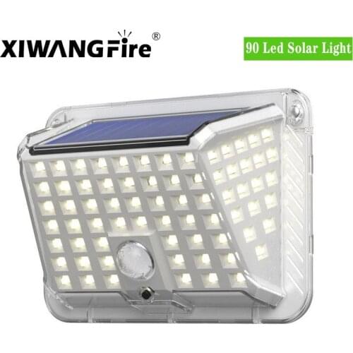 2835*90pcs LED Wall Light Solar Rechargeable Outdoor Waterproof Street Light 3 Gears Adjustable Garden Light Flashlight Garden