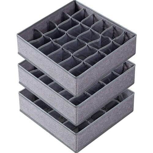 3 Pcs Socks Drawer Storage Divider Underwear Storage Box, 24 Compartments Foldable Wardrobe Storage Box