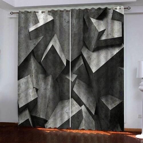 3D Blackout Curtains For Living room Bedding room grey brick curtains 3D Window Curtains For Living Room Bedroom Customized size
