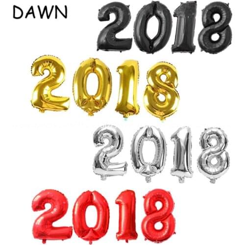 4pcs/lot 32inch Number 2018 Foil Balloons Gold/Silver/Blue/Pink Happy New Year party decoration Birthday Party Decor Celebration