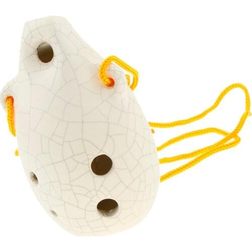 6 Holes Ceramic Alto C Tone Ocarina Chinese Musical Instrument White