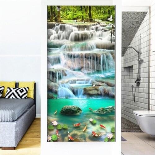 Full Square Round Drill 5D Diy Diamond Painting summer waterfall tree landscape Embroidery koi fish wedding decorationZP-2854