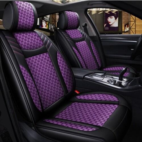 5-Seat Car PU Leather Linen Cushion Front Car Seat Covers Front Rear Fashion for Nissan Alitima Sentra Maxima Juke Rogue Sport